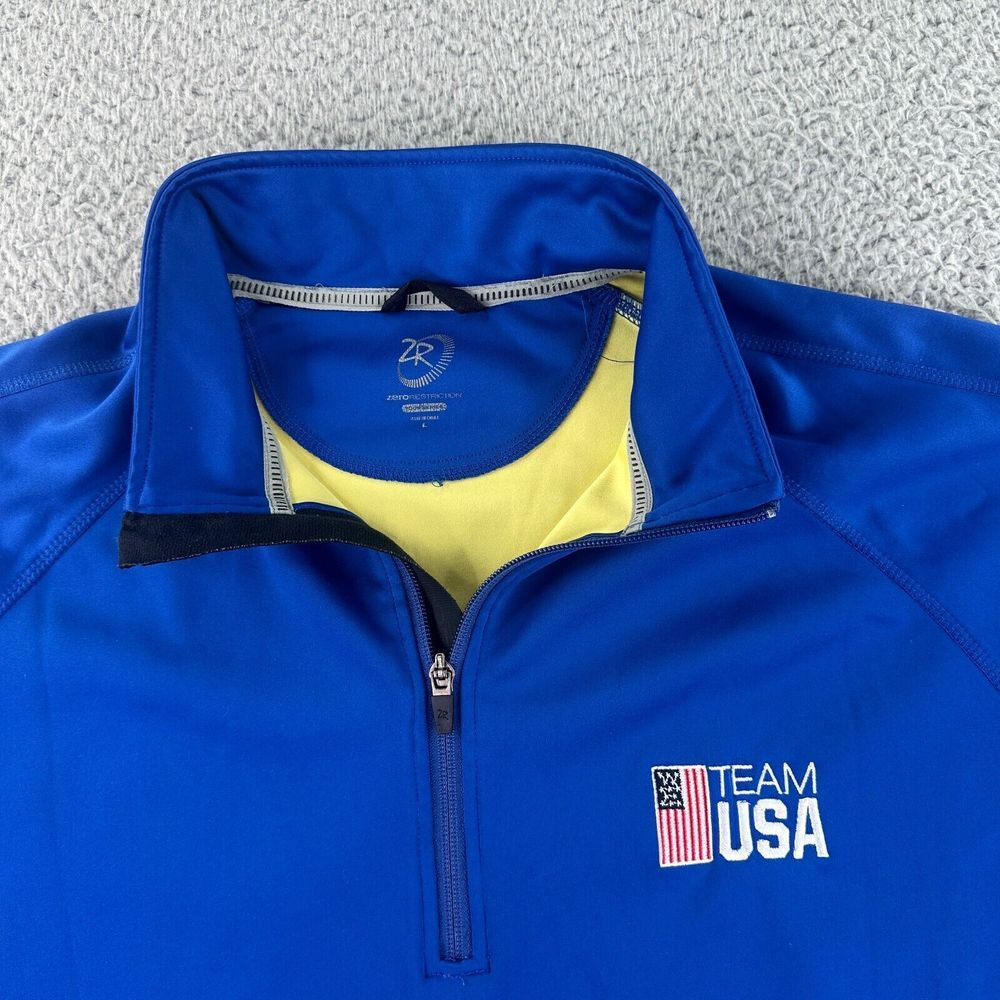 Zero Restriction Pullover Men Large Blue Team USA‎ 1/4 Zip Golf Athletic 4879